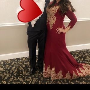 Prom dress burgundy long train